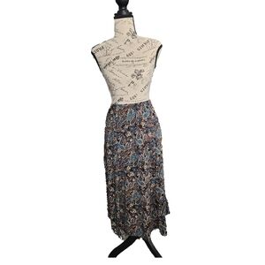 Paisley Boho Midi Blue & Brown Skirt